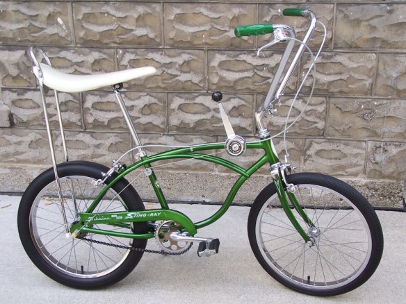 A campus green Schwinn Stingray bike